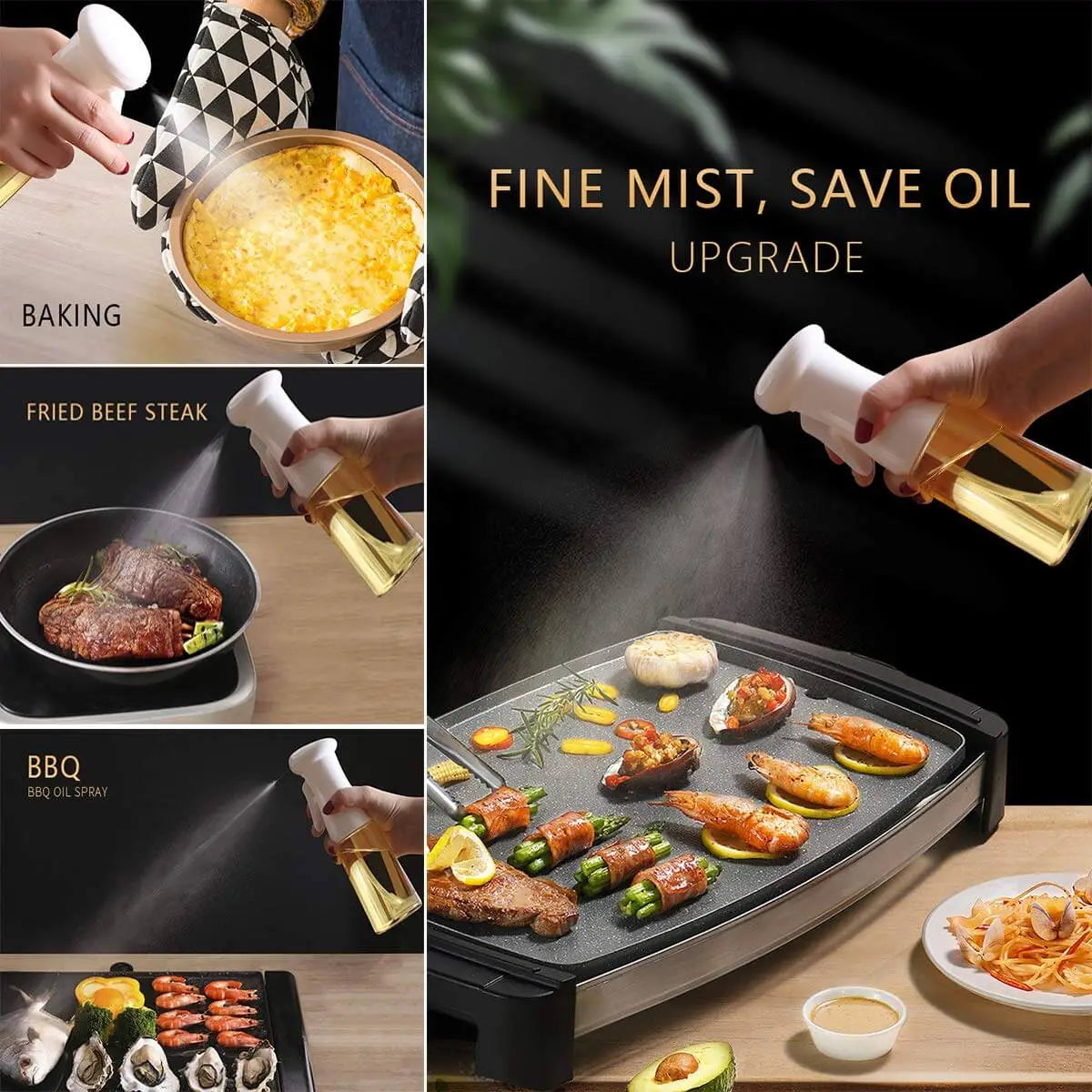 Fine Mist Oil Spray Bottle for Even Coating on Food