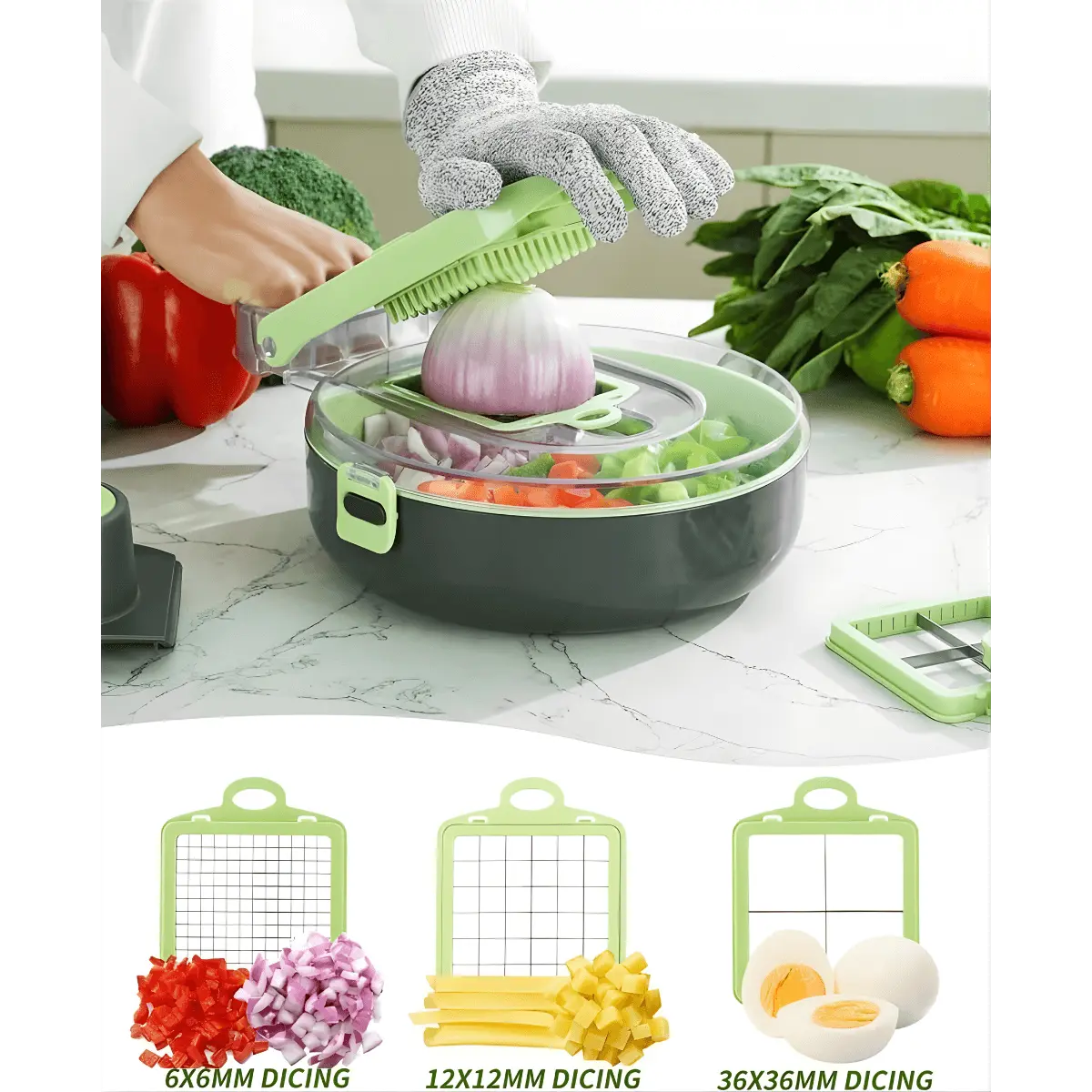 Easy Vegetable Dicing and Slicing with 9-in-1 Kitchen Cutter & Slicer