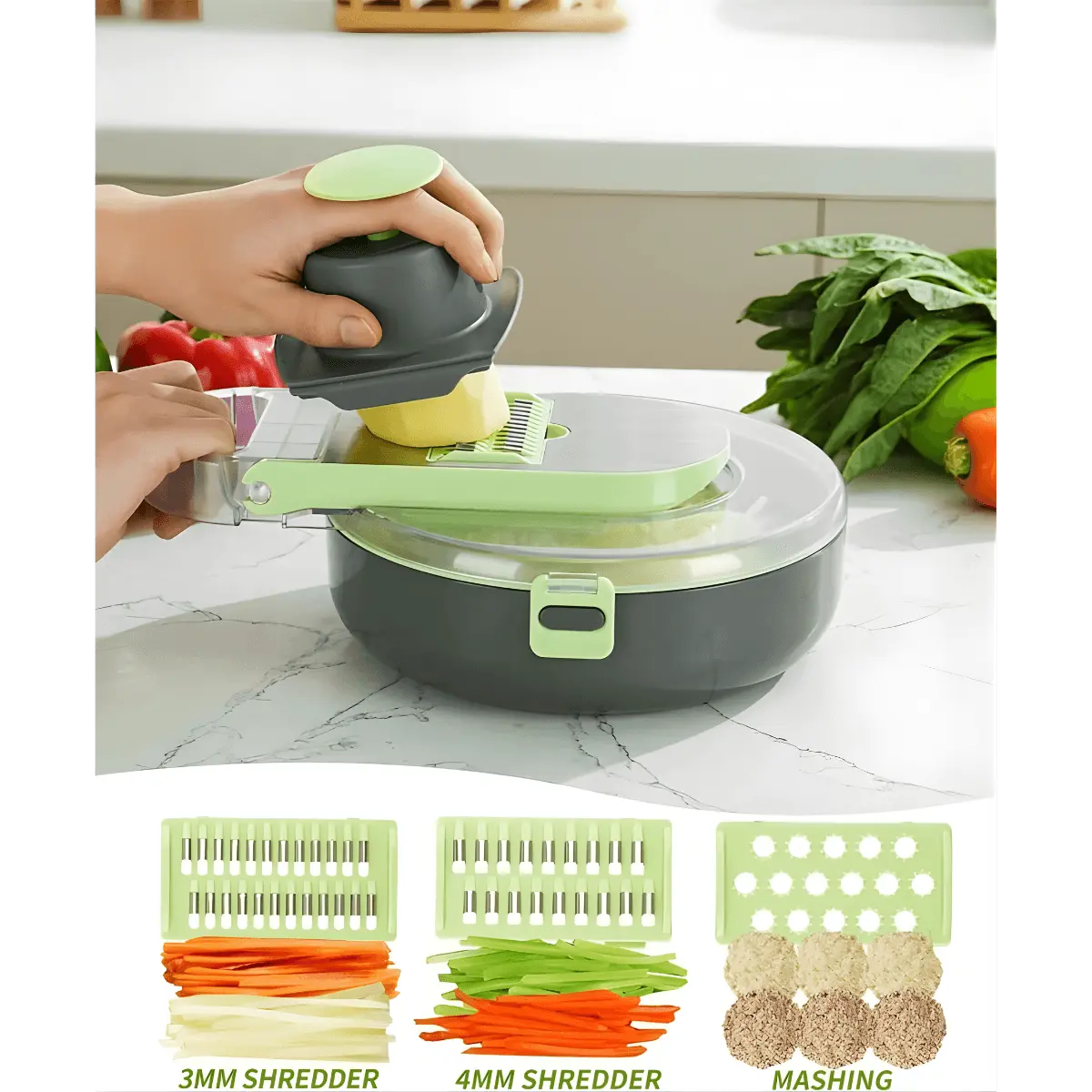 Complete 9-in-1 Vegetable Cutter & Slicer Set with Peeler and Egg Separator