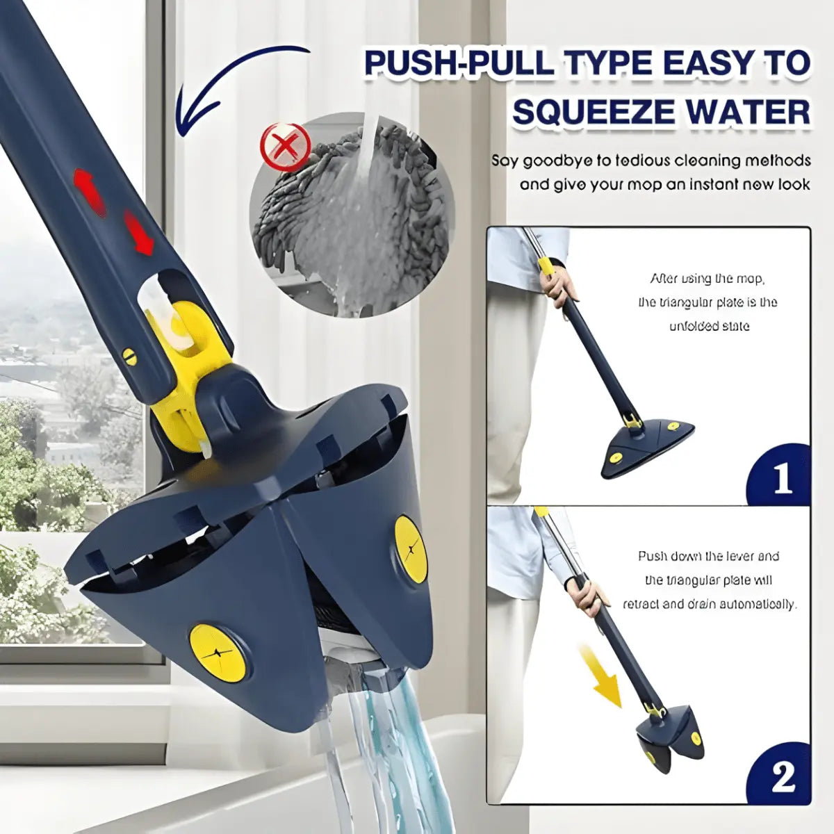 Triangle design mop cleaning tight corners and walls in small apartments