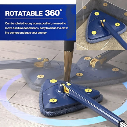 Adjustable handle of 360° rotating mop for comfortable height cleaning